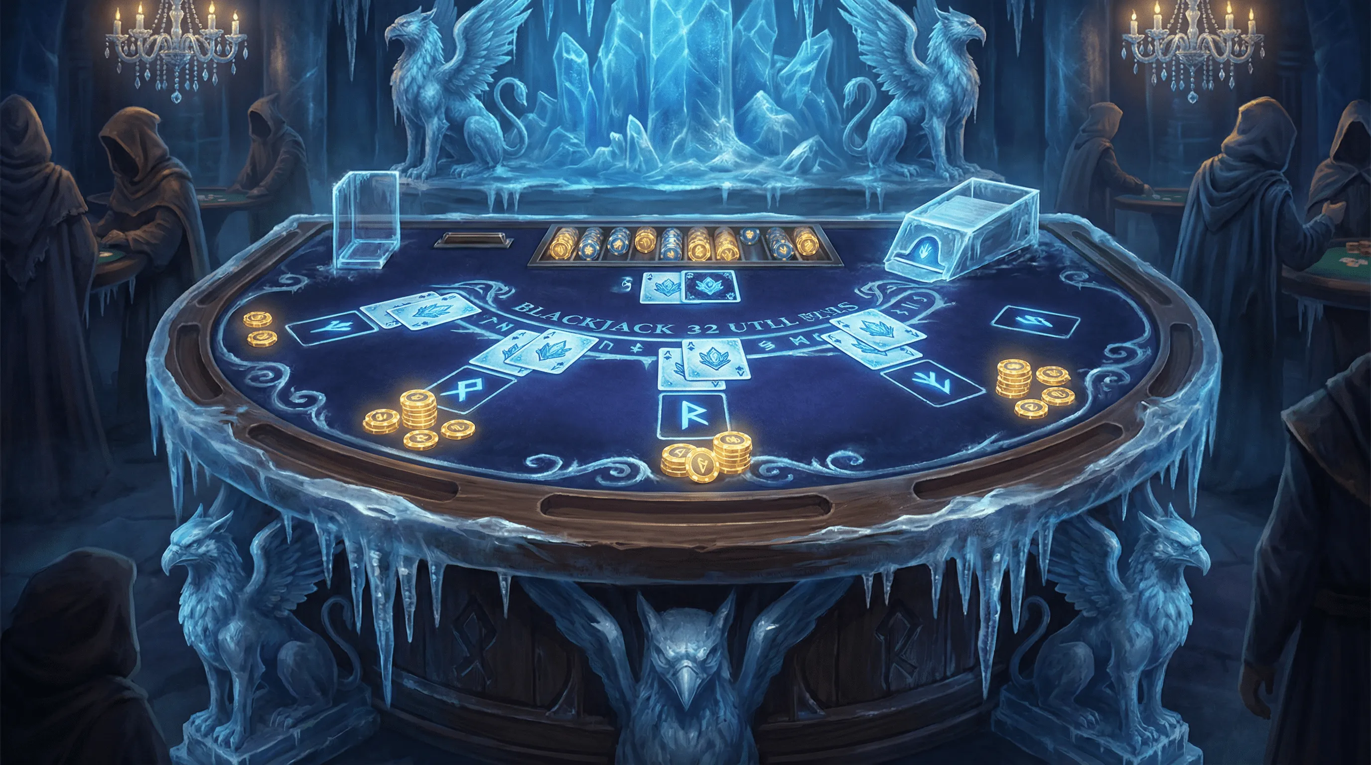 Mesa de Blackjack elegante com tema de gelo no stakebet
